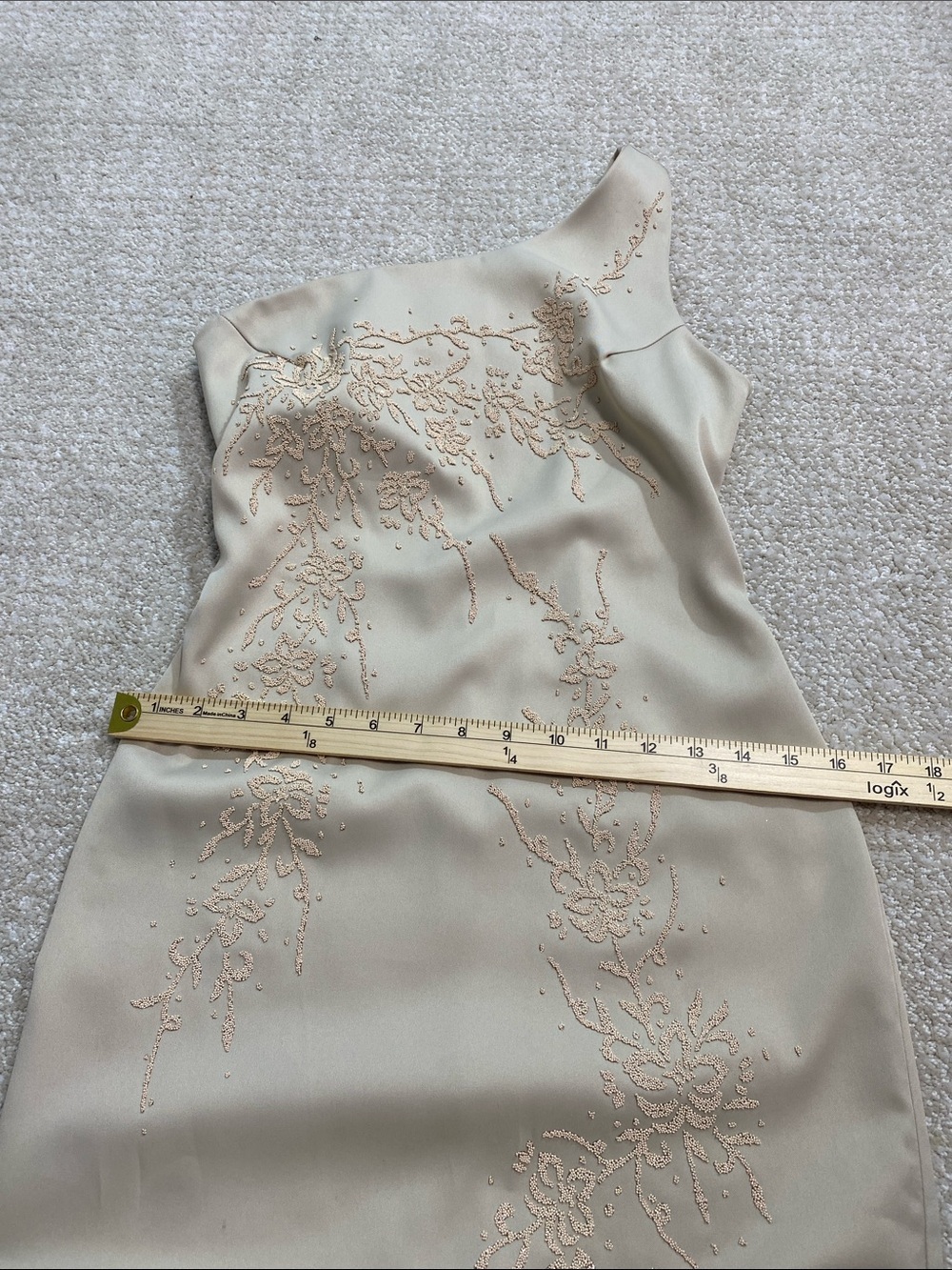 Eureka Elegant One-Shoulder Champagne Evening Gown Size M - Picture 11 of 16